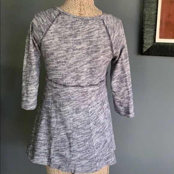 Deletta (Anthro) marled navy flared panel top, XS - Picture 4 of 7